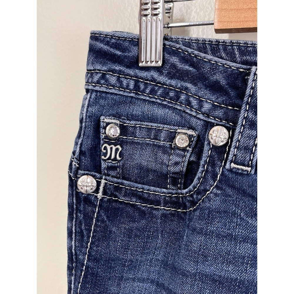 Miss Me Relaxed Bootcut Denim Jeans Embellished pockets 28X32 Y2K Low Rise - Picture 2 of 11